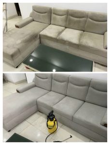 Sau khi vệ sinh bởi Laundryfamily, sofa như mới: màu sắc tươi sáng, sạch sẽ và không còn mùi hôi.